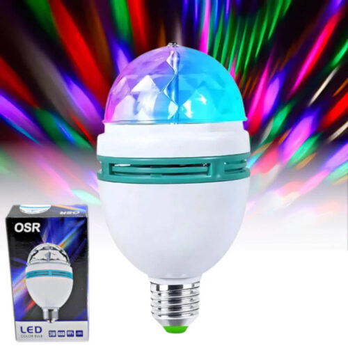 Foco giratorio bolichero LED RGB OSR - foco y su caja Foco giratorio bolichero LED RGB OSR - foco y su caja