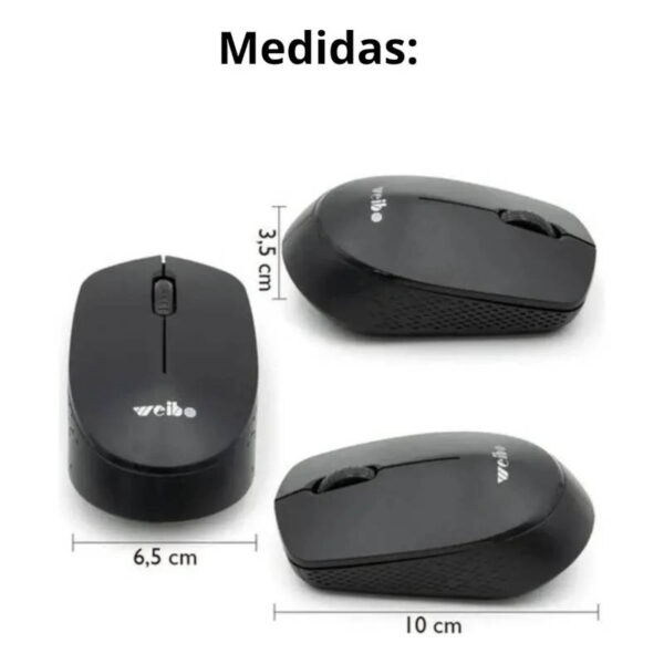 Mouse inalámbrico 2.4Ghz Weibo RF-2837B - medidas