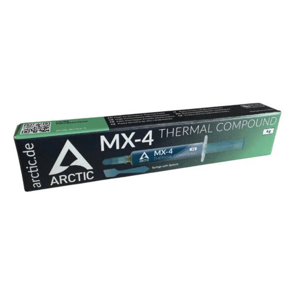 Pasta térmica Arctic MX-4 4grs con espátula- caja vista lateral Pasta térmica Arctic MX-4 4grs con espátula- caja vista lateral