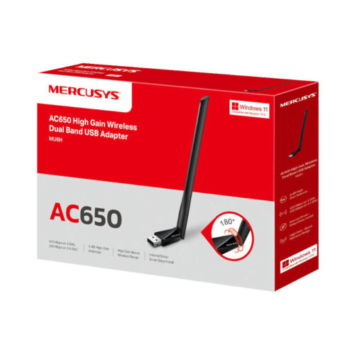 Placa de red Wifi USB con antena Mercusys TL-MU6H AC650 - caja Placa de red Wifi USB con antena Mercusys TL-MU6H AC650 - caja