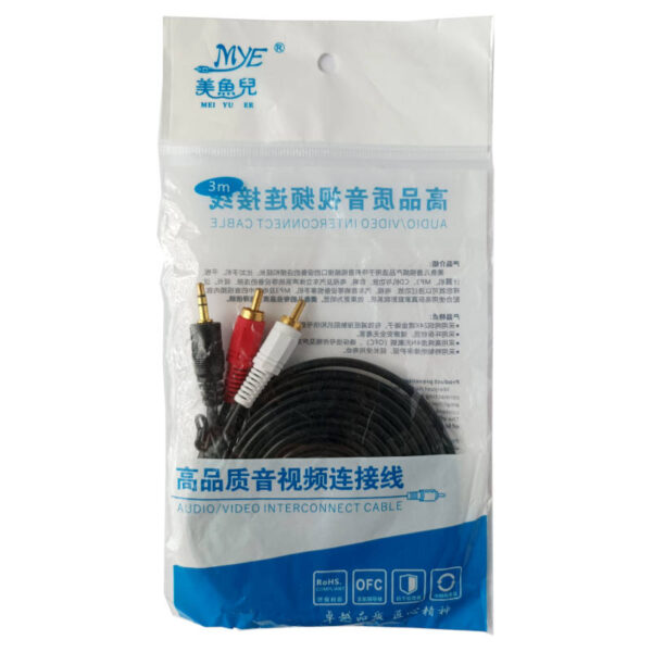 Cable auxiliar miniplug 3.5mm a RCA 3m MYE MYE-1230 - bolsa Cable auxiliar miniplug 3.5mm a RCA 3m MYE MYE-1230