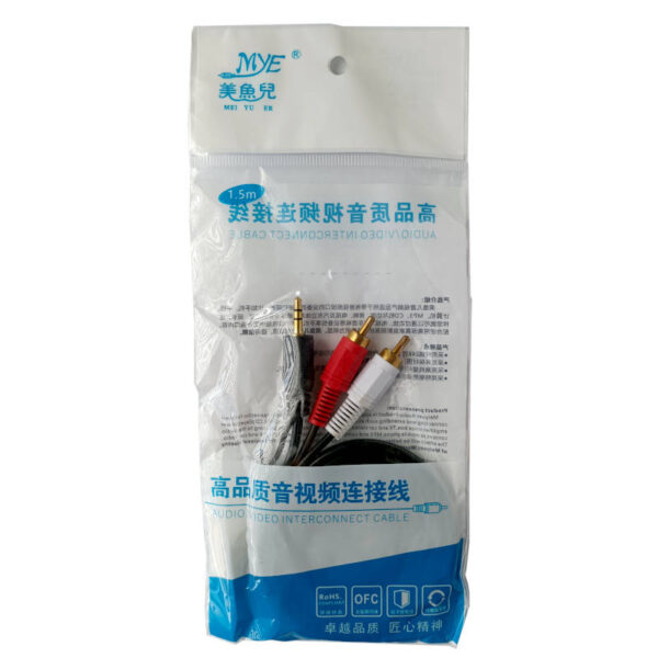 Cable auxiliar plug 3.5mm a RCA 1.5m MYE MYE-1215 - bolsa Cable auxiliar plug 3.5mm a RCA 1.5m MYE MYE-1215 - bolsa