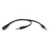 Cable splitter auricular + micrófono 1 hembra a 2 machos 20 cm - negro
