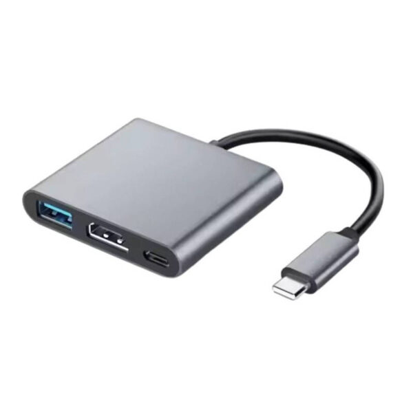 Hub USB tipo C 3 en 1_ HDMI + USB3.0 + USB C de carga MODV-0013 - hub Hub USB tipo C 3 en 1: HDMI + USB3.0 + USB C de carga Xaea MODV-0013