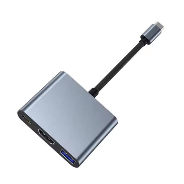 Hub USB tipo C 3 en 1_ HDMI + USB3.0 + USB C de carga MODV-0013 - hub vista lateral Hub USB tipo C 3 en 1_ HDMI + USB3.0 + USB C de carga MODV-0013 - hub vista lateral