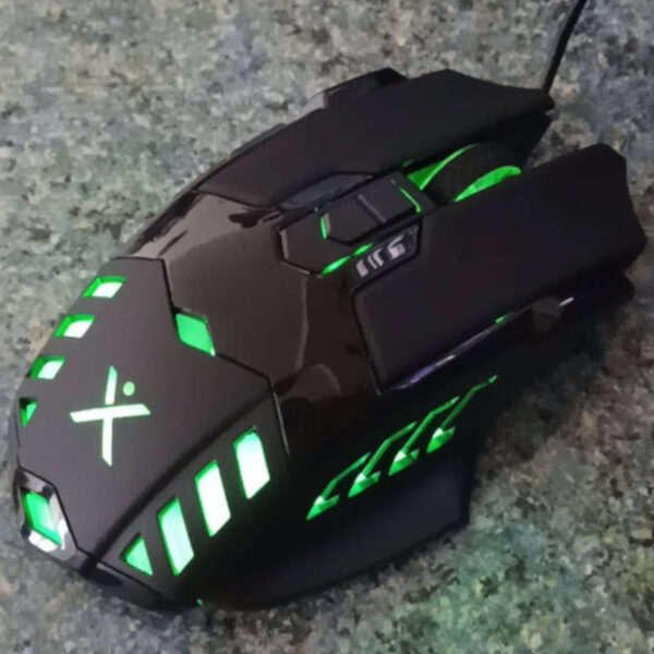 Mouse gamer RGB Xaea X-Wing MODX-053 - vista iluminada lateral Mouse gamer RGB Xaea X-Wing MODX-053