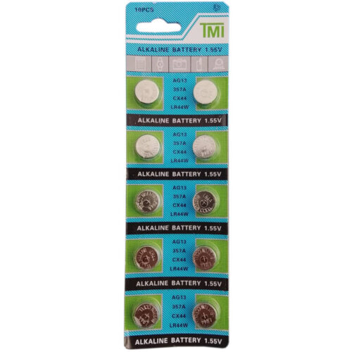 Pila alcalina LR44 A76 AG13 L1154 A357 TMI Blíster x 10 unidades Pila alcalina LR44 A76 AG13 L1154 A357 TMI Blíster x 10 unidades