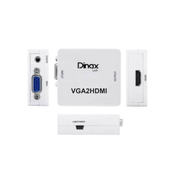 Adaptador VGA a HDMI Dinax DX-CONV2HD - vista de todas las entradas
