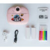 Cámara digital infantil con impresora integrada y marcadores DIY - rosa con astronauta - contenido de la caja