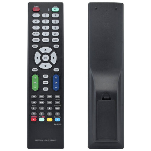 Control remoto universal TV LED LCD M-014S+ - control remoto vista delantera y trasera Control remoto universal TV LED LCD M-014S+ - control remoto vista delantera y trasera