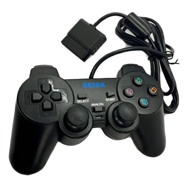 Joystick negro para PS2 y PS1 con cable Seisa SJ-802 - joystick - vista lateral izquierda