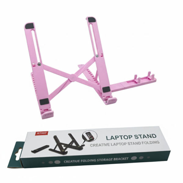 Soporte para notebook de plástico con apoya celular - rosa Soporte para notebook de plástico con apoya celular - rosa