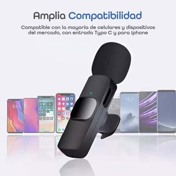 Micrófono dual 2 en1 inalámbrico con receptor tipo C y adaptador iPhone K9 - detalle de compatibilidad