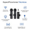 Micrófono dual 2 en1 inalámbrico con receptor tipo C y adaptador iPhone K9 - especificaciones técnicas