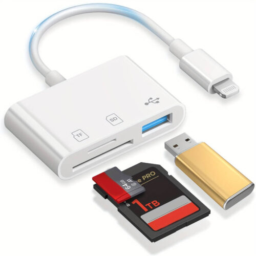 Adaptador Lightning 3 en 1 a SD, microSD y USB