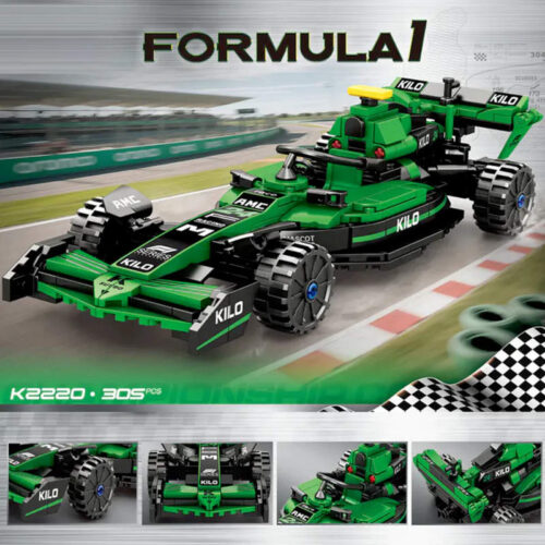 Automóvil de Fórmula 1 tipo Lego Mingdi - verde - presentación