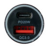 Cargador 12v para auto Ibek IB-25425 1 USB + 1 USB tipo C- vista de puertos
