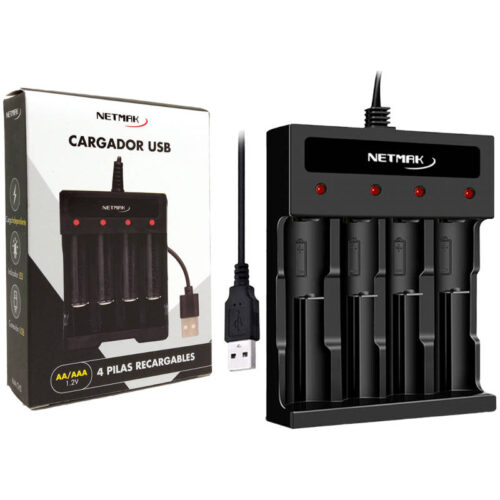 Cargador de pilas recargables AA AAA USB Netmak NM-CH5 - presentación del producto