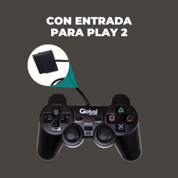 Joystick para PlayStation2 (PS2) con cable Global P2-BK - conector