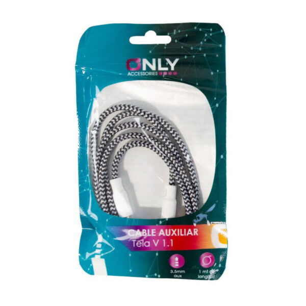 Cable auxiliar miniplug 3.5mm telado 1 metro Only MOD129 - blister