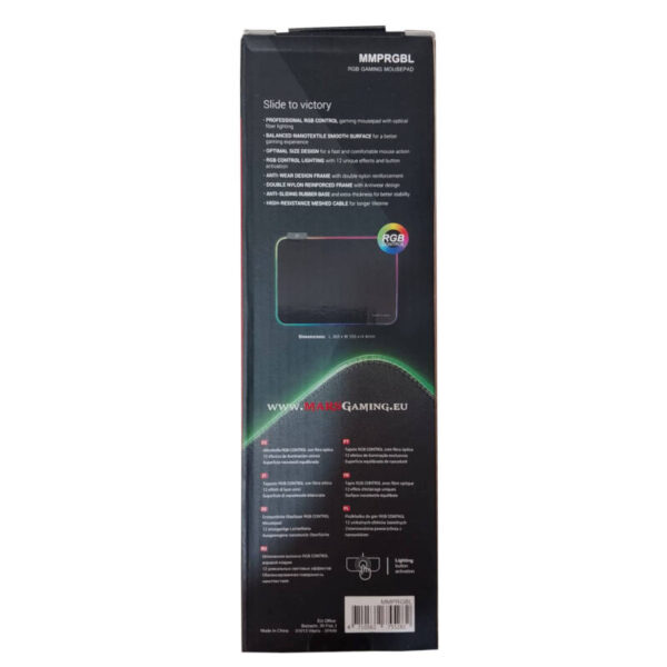 Mouse pad gamer Mars Gaming MMPRGBL RGB - caja - reverso