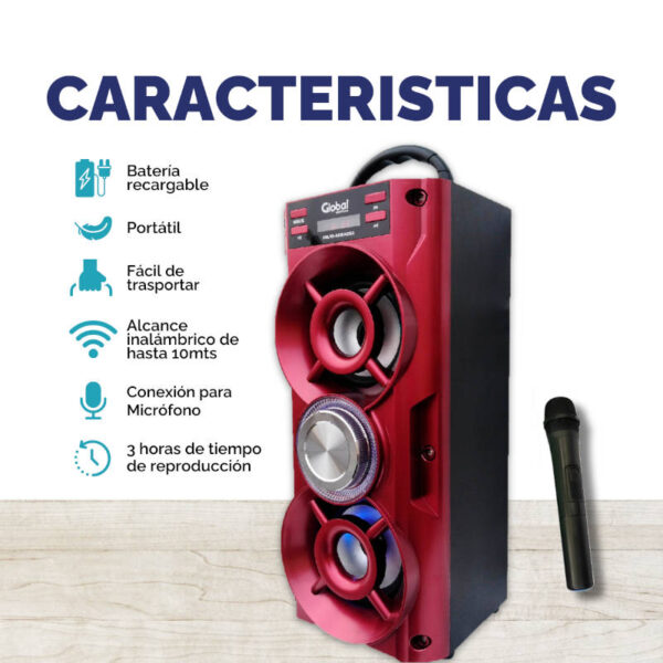 Parlante Bluetooth 2x10W Global SBL10-KARAOKE