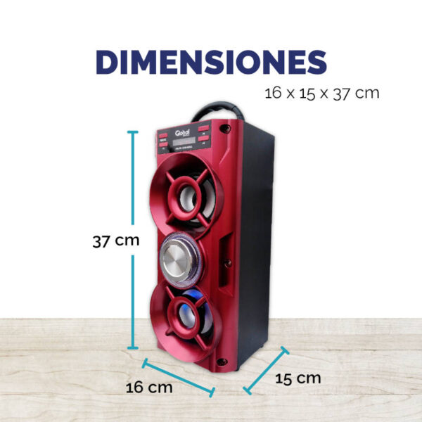 Parlante Bluetooth 2x10W Global SBL10-KARAOKE - medidas