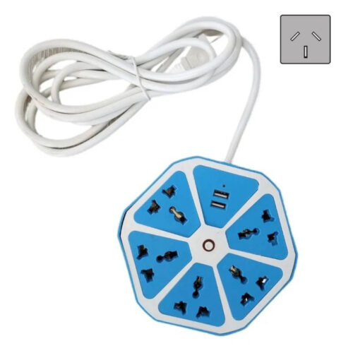 Zapatilla flor toma corriente 2 USB 5 tomas múltiple universal Gitatro