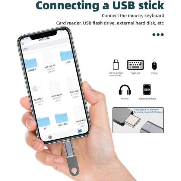 Adaptador OTG tipo C hembra a Lightning iPhone macho - transferencia de datos Adaptador OTG tipo C hembra a Lightning iPhone macho - transferencia de datos