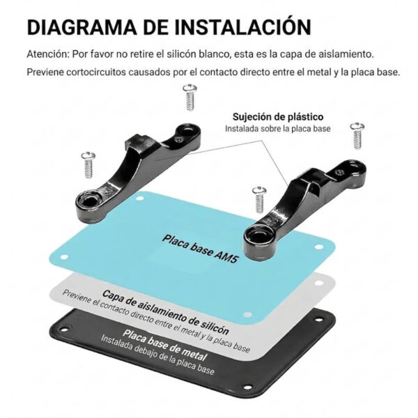 Base cooler bracket AMD AM5 A620 B850 X870 - diagrama de instalación - en español