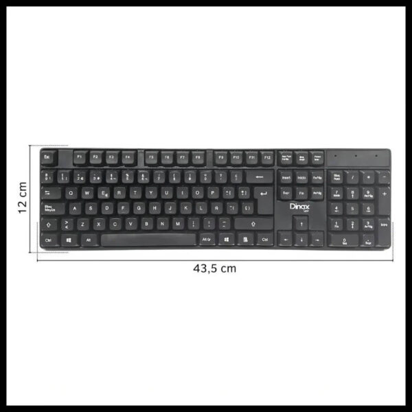 Combo de teclado y mouse inalámbricos Dinax DX-COMTC32 - teclado - dimensiones Combo de teclado y mouse inalámbricos Dinax DX-COMTC32 - teclado - dimensiones