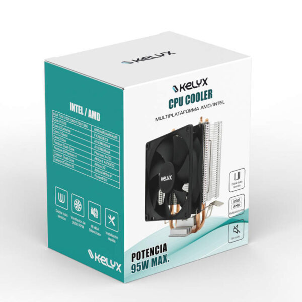 Cooler CPU Kelyx para AMD Intel potencia máx 95W - caja - vista lateral izquierda
