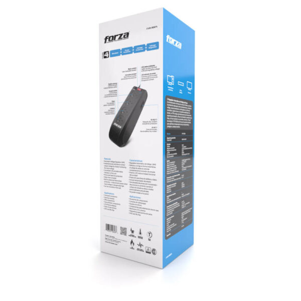 Estabilizador de tensión Forza FVR-902A - caja - vista trasera Estabilizador de tensión Forza FVR-902A - caja - vista trasera