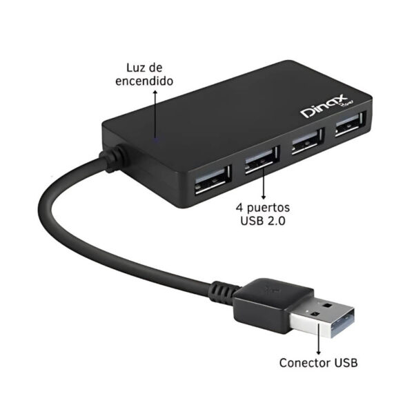 Hub USB 2.0 4 puertos Dinax DX-USBHUB4P