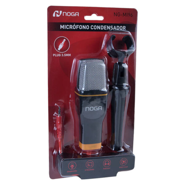Micrófono condensador Noga NG-MI96 - blister Micrófono condensador con trípode Noga NG-MI96