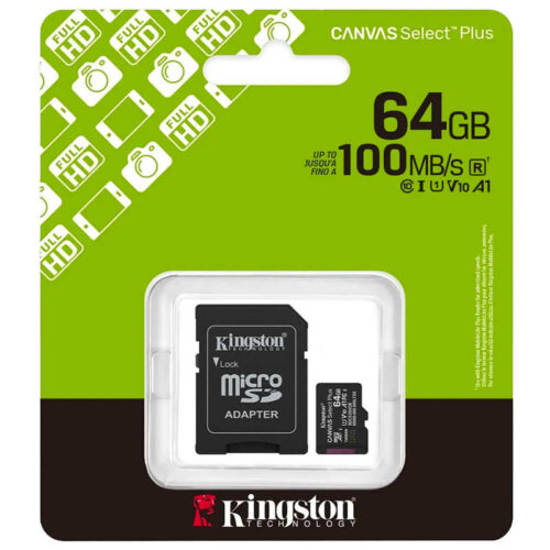 Tarjeta de memoria microSD Kingston Canvas Select Plus 64GB - blister verde Tarjeta de memoria microSD Kingston Canvas Select Plus 64GB - blister verde