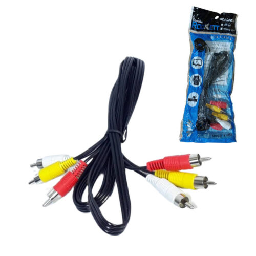 Cable de audio y video 3 RCA a 3 RCA 1.5 metros Rockett Cable de audio y video 3 RCA a 3 RCA 1.5 metros Rockett