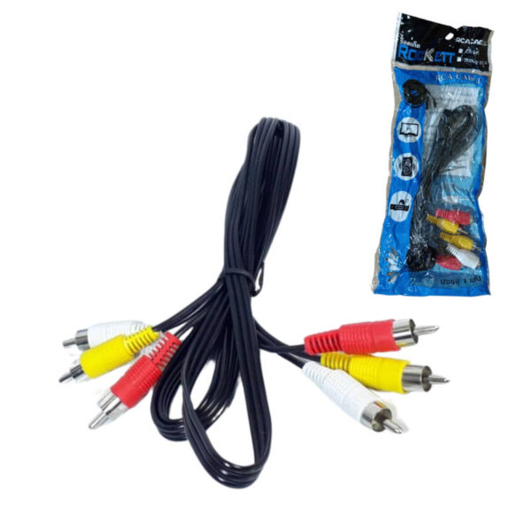 Cable de audio y video 3 RCA a 3 RCA 1.5 metros Rockett Cable de audio y video 3 RCA a 3 RCA 1.5 metros Rockett
