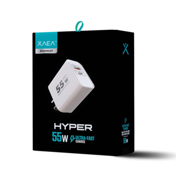 Cargador 220V Xaea Hyper - 1 USB + 1 USB tipo C - caja Cargador 220V Xaea Hyper - 1 USB + 1 USB tipo C - caja
