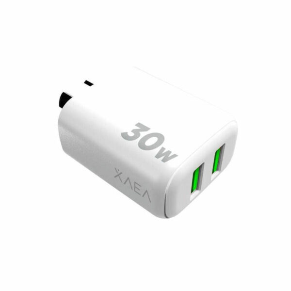 Cargador 220V Xaea Intensify – 2 USB + cable V8 (micro USB) - vista lateral Cargador 220V Xaea Intensify – 2 USB + cable V8 (micro USB)