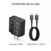 Cargador 220V Hytoshy - 1 USB + 1 USB tipo C + cable tipo C - contenido de la caja Cargador 220V Hytoshy - 1 USB + 1 USB tipo C + cable tipo C - contenido de la caja