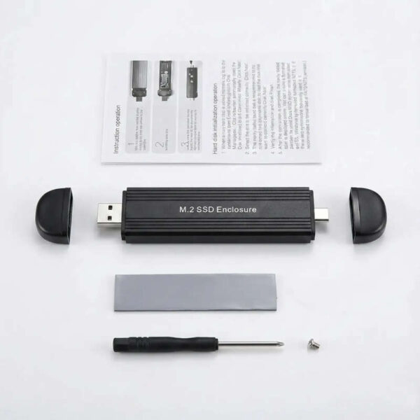 Carry disk para disco M.2 NVMe USB 3.2 y USB tipo C S159 - contenido de la caja Carry disk para disco M.2 NVMe USB 3.2 y USB tipo C S159 - contenido de la caja