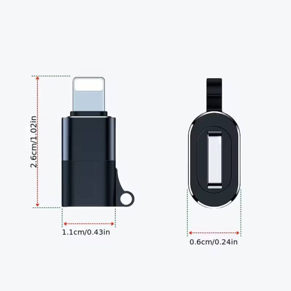 Adaptador Lightning iPhone Apple a USB Tipo C - dimensiones