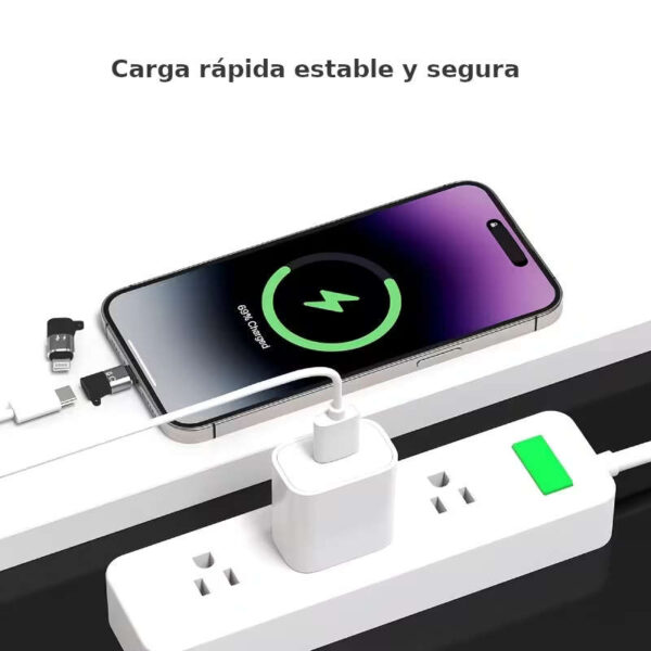 Adaptador Lightning iPhone Apple a USB Tipo C - ejemplo de carga