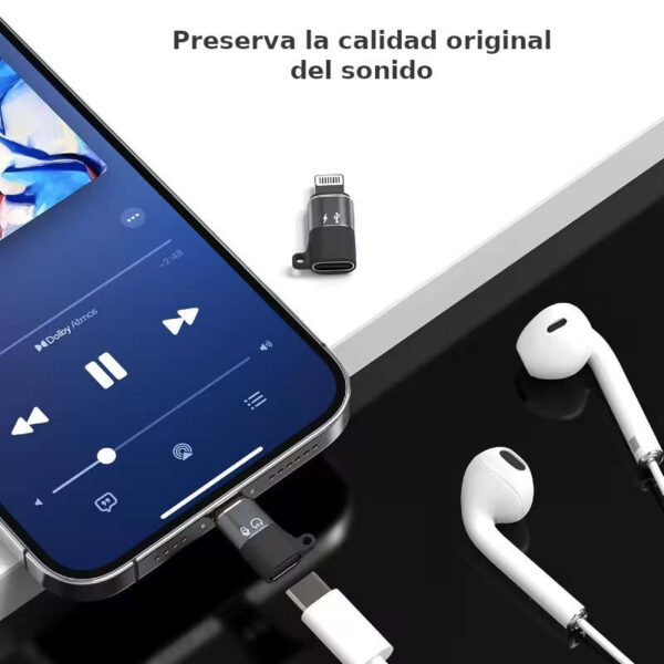 Adaptador Lightning iPhone Apple a USB Tipo C compatible con micrófono