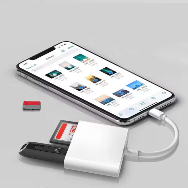 Adaptador lector de tarjetas USB tipo C 3 en 1 a SD, microSD y USB - plug and play Adaptador lector de tarjetas USB tipo C 3 en 1 a SD, microSD y USB - plug and play