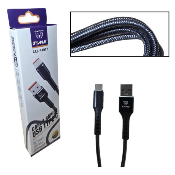 Cable USB tipo C Time CAB-41012 - presentación del producto - negro