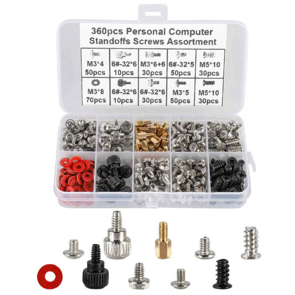 Kit de tornillos para computadoras de escritorio 360 unidades 10 modelos