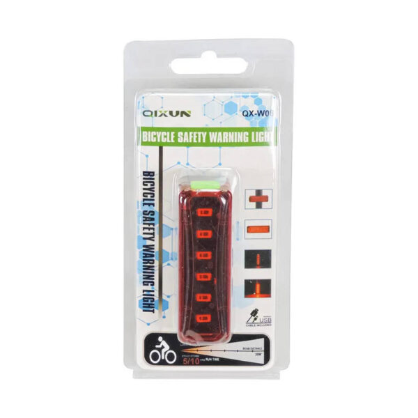 Luz trasera para bicicleta recargable Qixun QX-W06 - presentación Luz trasera para bicicleta recargable Qixun QX-W06 - presentación