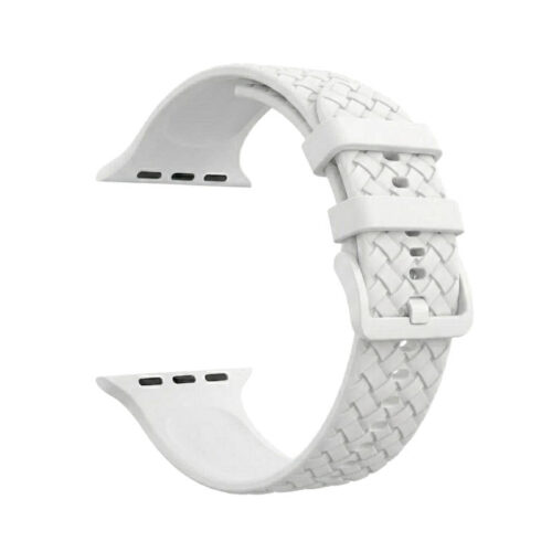 Malla de reloj de silicona trenzada blanca MODS-767 - en vista lateral Malla de reloj de silicona trenzada blanca MODS-767 - en vista lateral